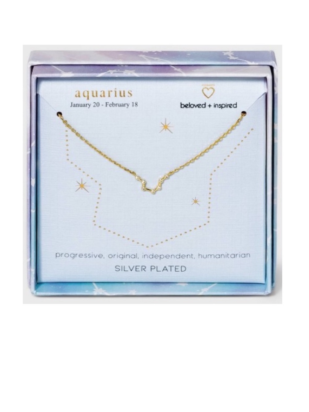 Beloved + Inspired Silver Plated Aquarius Zodiac Sign Constellation Necklace